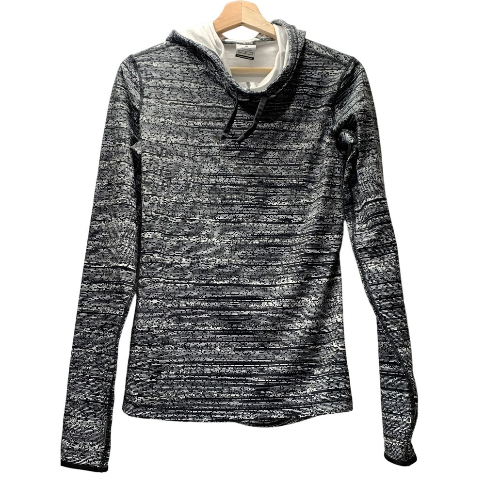 Nike Pro Dri Fit Womens Hoodie Sweatshirt MED Thumb holes Black & White